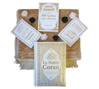 Pack Cadeau pour femme musulmane (Coran - Tapis - 3 Livres blanc dorés) - Couleur blanc doré