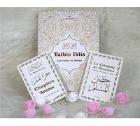 Pack Cadeau pour Musulman francophone - Trois livres : Talbîs Iblîs (Les ruses de Satan) - Le Saint Coran Chapitre 'Amma - La Citadelle du musulman - Couvertures blanches dorées