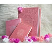 Pack Cadeau rose clair pour femme musulmane : Le Saint Coran Rainbow (français/arabe/phonétique), Les 40 hadiths an-Nawawî et La citadelle du musulman