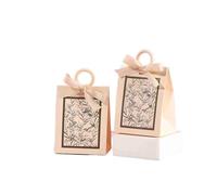 Pack cadeaux de fête, 10 Or 20 pcs Multicolor Wedding And Birthday Party Favor Candy Box With Ribbon Packaging(Beige1,10pcs)