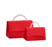 Pack cadeaux de fête, 10 Pcs Wedding Boxes With Letterpress Design Pearl Handles Multicolor Multiple Sizes(Red,L)