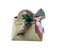 Pack cadeaux de fête, 5PCS Leather Mini Handbag Wedding Favour Candy Box With Ribbon Multicolor 12x5.5x13cm(Green,1 count (Pack of 1))