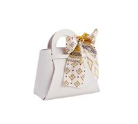 Pack cadeaux de fête, 5PCS Leather Mini Handbag Wedding Favour Candy Box With Ribbon Multicolor 12x5.5x13cm(White,1 count (Pack of 1))