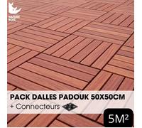 Pack Caillebotis - PADOUK - 50 x 50 cm x Ep.3.8 cm - avec connecteurs - À partir de 1 m²