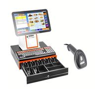 Pack Caisse Enregistreuse Tactile pour Petit Commerce, Processeur i5 8Go, WiFi 5GHz, Imprimante Tickets et Tiroir-Caisse, Solution Hardware Uniquement(White,80 Tooth Gear Printer)