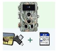 Pack Caméra Piège Photo 64MP HD 1296P et Nocturne Vision,0,1s Vitesse de Dclenchement IP66 Étanche, carte SD 32Go et lecteur carte SD|A262 Gris