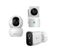 Pack caméras, 1 Caméra extérieure sur Batterie + 1 Caméra Wi-FI intérieure Wi-FI PTZ +1 Caméra intérieure avec Bouton d’Appel vidéo