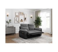 PACK - Canapé de relaxation ROSS électrique 2 places et fauteuil en tissu et simili - Noir/Gris