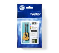 Pack cartouches d'encre Brother LC-421XLVAL / LC421XLVAL, 4 couleurs XL, 500 pages