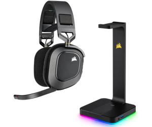 Pack Casque RGB CORSAIR - Casque Sans Fil HS80 RGB et Support de Casque RGB New