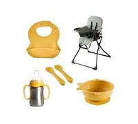 Thermobaby Pack repas bébé HANDY - Chaise haute pliante, bavoir silicone, tasse inox, cuillères
