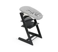 Pack chaise haute Tripp Trapp Hêtre Black + Newborn Set Gris