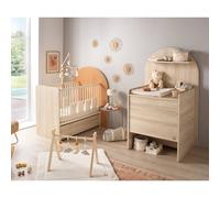 Pack Chambre Bébé Évolutif ? Lit 120x60 Transformable En 90x190 + Commode À Langer Évolutive En Bureau - Arche Caramel/marron TU