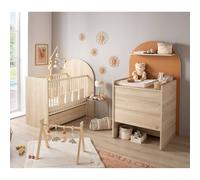 Pack Chambre Bébé Évolutif ? Lit Bébé 120x60 Transformable En 90x190 + Commode À Langer Évolutive En Bureau - Arche Marron/caramel TU