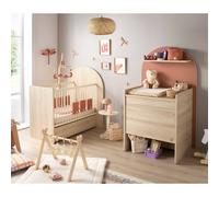 Pack Chambre Bébé Évolutif ? Lit Bébé 120x60 Transformable En 90x190 + Commode À Langer Évolutive En Bureau - Arche Marron/rouge TU
