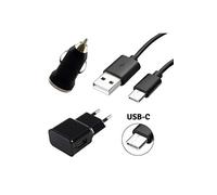 [Compatible Samsung Galaxy A3-A5-2017-A8-A9-2018] Pack Chargeur 3en1 - Cable + Chargeur Secteur + Allume Cigare Noir [Phonillico®]