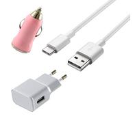 Pack Chargeur 3en1 Rose Compatible avec Huawei P30 / P30 Lite / P30 Pro / P20 / P20 Lite / P20 Pro / P10 / P9 / P9 Plus - Cable 1 Metre Chargeur Secteur Chargeur Voiture Phonillico®