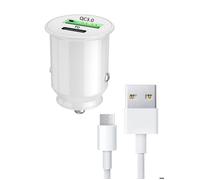 Pack Chargeur Auto + 2 Câbles USB Type C pour Oukitel WP32 Pro Chargeur ultra-puissant et rapide 2X (5V / 2,1A) + 1 Câble 1M - NOIR