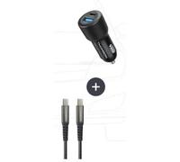 Thomson Pack chargeur de voiture + câble – 12/24V 60 W, C vers C 65 W haute performance, 1,50 m