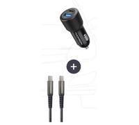 PACK CHARGEUR DE VOITURE 60W TOTAL 12V/24V AVEC CABLE USB-C VERS USB-C 65W 1.5m