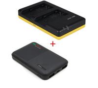Pack chargeur duo USB + powerbank 5000mAh compatible avec Panasonic VW-VBT190/VW-VBT380