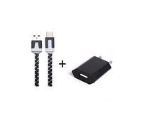 Pack Chargeur pour VIVO V11 Pro Smartphone Type C (Cable Noodle 1m Chargeur + Prise Secteur USB) Murale Android (NOIR)