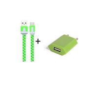 Pack Chargeur pour VIVO V11 Pro Smartphone Type C (Cable Noodle 1m Chargeur + Prise Secteur USB) Murale Android (VERT)