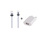 Pack Chargeur pour VIVO V11 Pro Smartphone Type C (Cable Noodle 1m Chargeur + Prise Secteur USB) Murale Android (BLANC)