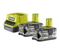 Ryobi Pack 2 batteries 18V One+ 5.0Ah LithiumPlus + chargeur rapide 2.0Ah RC18120-250