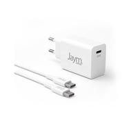 Pack Chargeur Secteur compact et rapide *GaN* USB-C 30W + Câble USB-C vers USB-C - 2m - Blanc - Compatible Apple iPhone 15 / 16 / 17 / Samsung / Google / Xiaomi / Honor