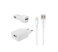 Pack Chargeur Secteur et Allume Cigare PD 3.0 2.1A avec Câble Lightning Blanc