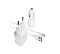 Pack Chargeur Secteur et Allume Cigare PD 3.0 2.1A avec Câble Lightning Blanc