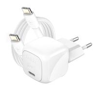 Pack Chargeur Secteur Rapide USB-C 30W Power Delivery et PPS avec Câble USB-C 1m Blanc