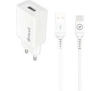 Pack Chargeur Secteur USB 12W et Câble USB-C vers USB 60W 12m Muvit Blanc