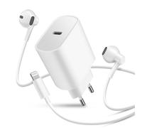 Pack Chargeur USB-C 20W + Écouteurs Filaires Lightning avec Télécommande Blanc