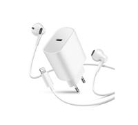 Pack Chargeur USB-C 20W + Ecouteurs Filaires Lightning avec Télécommande Blanc