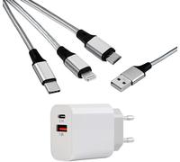 Pack Chargeur Usb C, Adaptateur Secteur Usb C De 10 W, Avec Type C Et A+ 3 En 1 Multi Câble De Charge Universel Usb Vers Micro Usb/Usb-C/Lightning