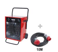 PACK Chauffage mobile sur roues électrique DANIA 22 kW + Rallonge 10 m 400 V - INELCO/HEATCOM - 88850729+3130113