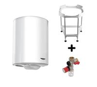 Pack Chauffe-eau Vertical Mural Blindé 100 l Ariston INITIO + Trepied 4090027 + Groupe Sécurité Inox