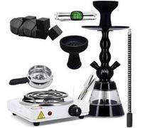 pack chicha alu 913 bk et chauffe charbon et allume charbon et tuyau et manche marrakech et foyer silicone vortex et charbon au coco
