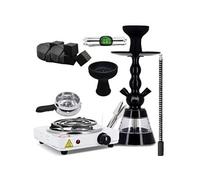 pack chicha alu 913 bk et chauffe charbon et allume charbon et tuyau et manche marrakech et foyer silicone vortex et charbon au coco