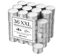 Pack Cia&Co 36 Bougies Chauffe-Plat 8 Heures XXL Longue Durée. Bougies Blanches Rondes +8 Heures Sans Parfum 100% Paraffine. Diamètre 38 mm, Idéales pour l’Hôtellerie Sans Odeur