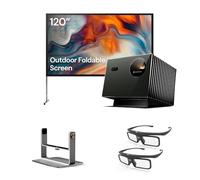 Pack cinéma en Plein air Valerion：Inclus Projecteur Valerion VisionMaster Pro2 4K Triple Laser + écran extérieur de 120 Pouces + Support de Bureau + Lunettes 3D