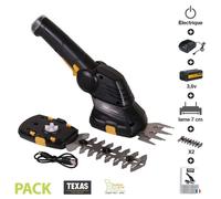 Pack cisaille à gazon 70mm et taille arbuste 120mm batterie lithium USB Texas HTG360LI