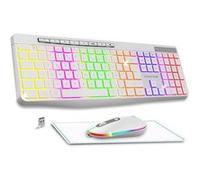 AD Advance - R Type, Ensemble Clavier Souris sans Fil Silencieux + Tapis Antidérapant, Rétroéclairé RGB, Souris LED Optique 1600 DPI, Kit Bureautique Rechargeable, pour PC, Mac & Ordinateur Portable