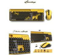 Pack Clavier et Souris sans fil - PEP'S - Wireless Desktop ADVANCE - Jaune et Noir - 105 touches - 5 multimédias