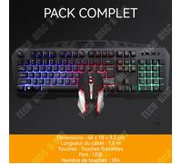 Pack Clavier et Souris - TD® - Sans Fil - Rétro Éclairage RGB - DPI Réglable - Noir