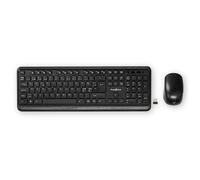 Pack Clavier Sans Fil QWERTY Hollandais avec Souris Sans Fil et Nano-Récepteur USB Noir
