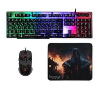 Konix Interactive Pack gaming Drakkar pour PC – Clavier AZERTY LED, Souris 102 g, Tapis viking