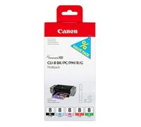 Canon Cartouches d'encre CLI-8 Multipack 13 ml – Noir/Cyan/Magenta/Rouge/Vert – Original